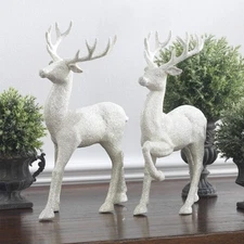 Set of 2 Glittered Standing Deer 12.5" Christmas Decor Raz Imports Centerpiece