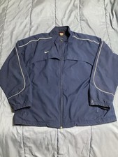Vintage Y2K Nike Windbreaker Full Zip Jacket Mens 2XL Navy Blue Lined Softshell