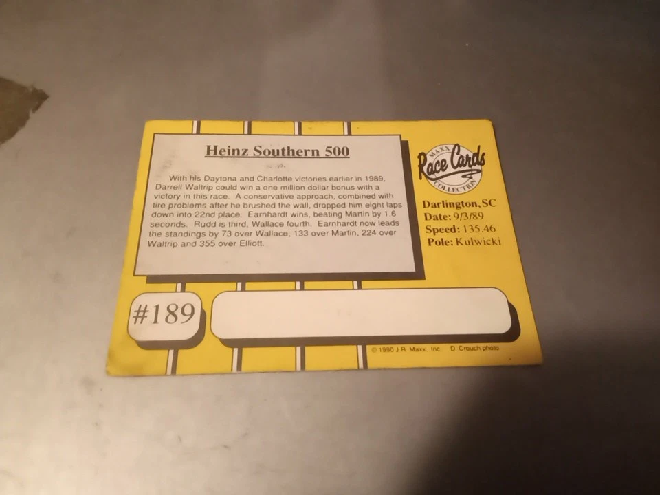 1989 Race #21 - 1990 Maxx - #189 - Racing - Image 2 of 2