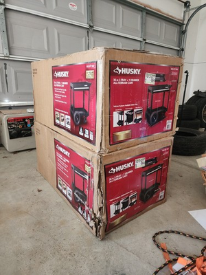 #ad NEW Husky 36 in. 1 Drawer 2 Tray Black All Terrain Rolling Utility Cart $150.00