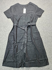 Dockers black midi dress short sleeve tie up waist w/pockets women size XL NWT