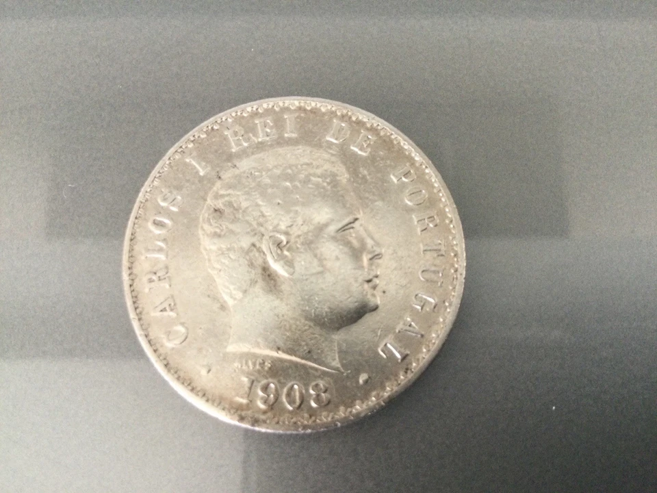 Pièce ARGENT PORTUGAL, Carlos I, 500 Reis, 1908, 12,5 Gr 917 °/°°° Qualité TTB + - Photo 2/2