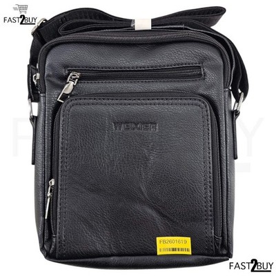 WEIXIER Herren Crossbody Tasche Vintage Schultertasche PU Leder Schwarz