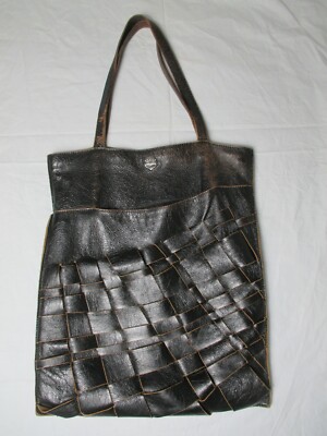 Vintage SEGUE Damen Handtasche Flechttasche Weekender Ledertasche 