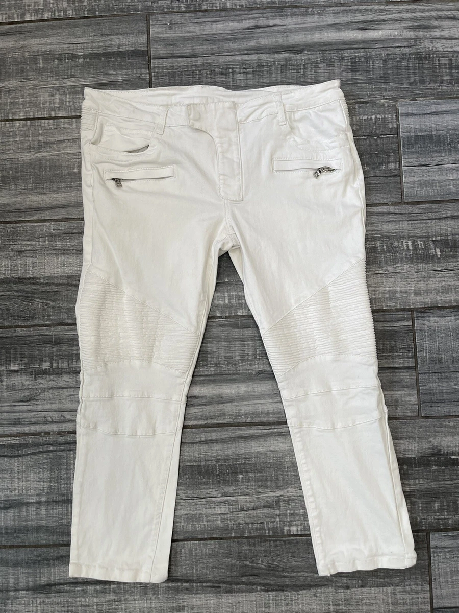 Balmain mens jeans Moto White Size 42