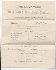 1880 Prospectus New York Heat Light & Power Company