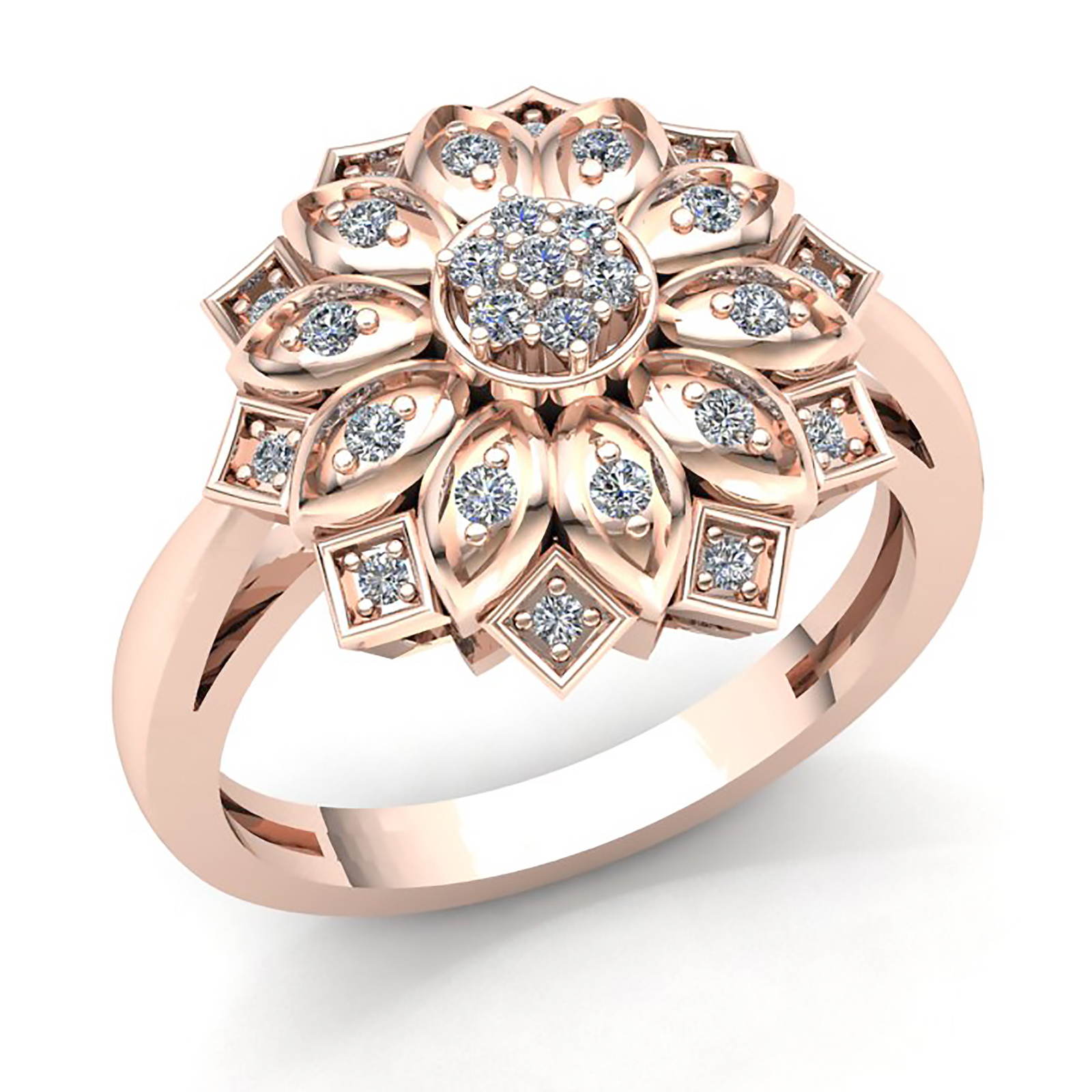 Genuine 0.25ct Round Cut Diamond Womens Flower Vintage Engagement Ring 18K gold Genuine 0.25ct Round Cut Diamond Womens Flower Vintage Engagement Ring 18K gold