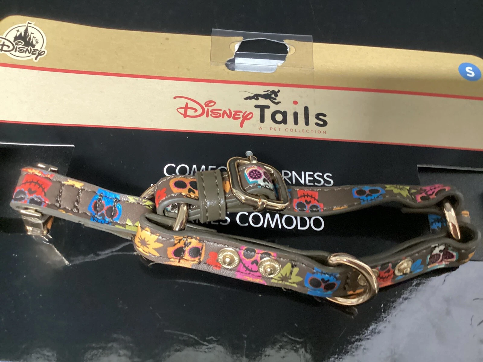 Disney Tails Coco Sugar Skulls Pet Collar Multi Colored Size S Comfort Harness