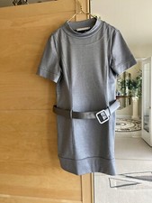 Gray Elegant Dress With Matching Belt