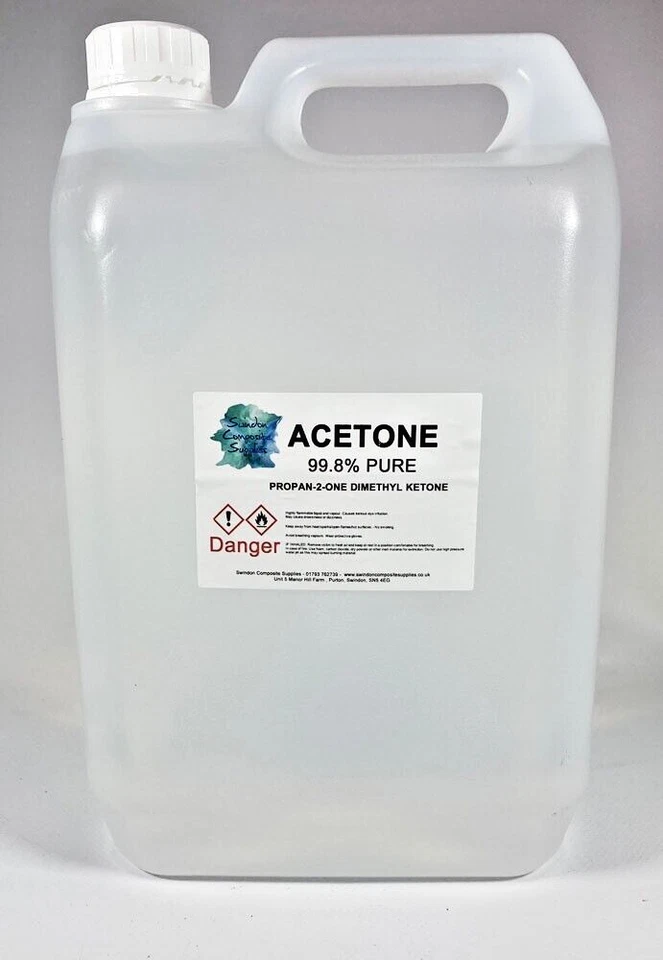 SWINDON COMPOSITE SUPPLIES PURE Acetone 5 litre 5000ml 99.8%