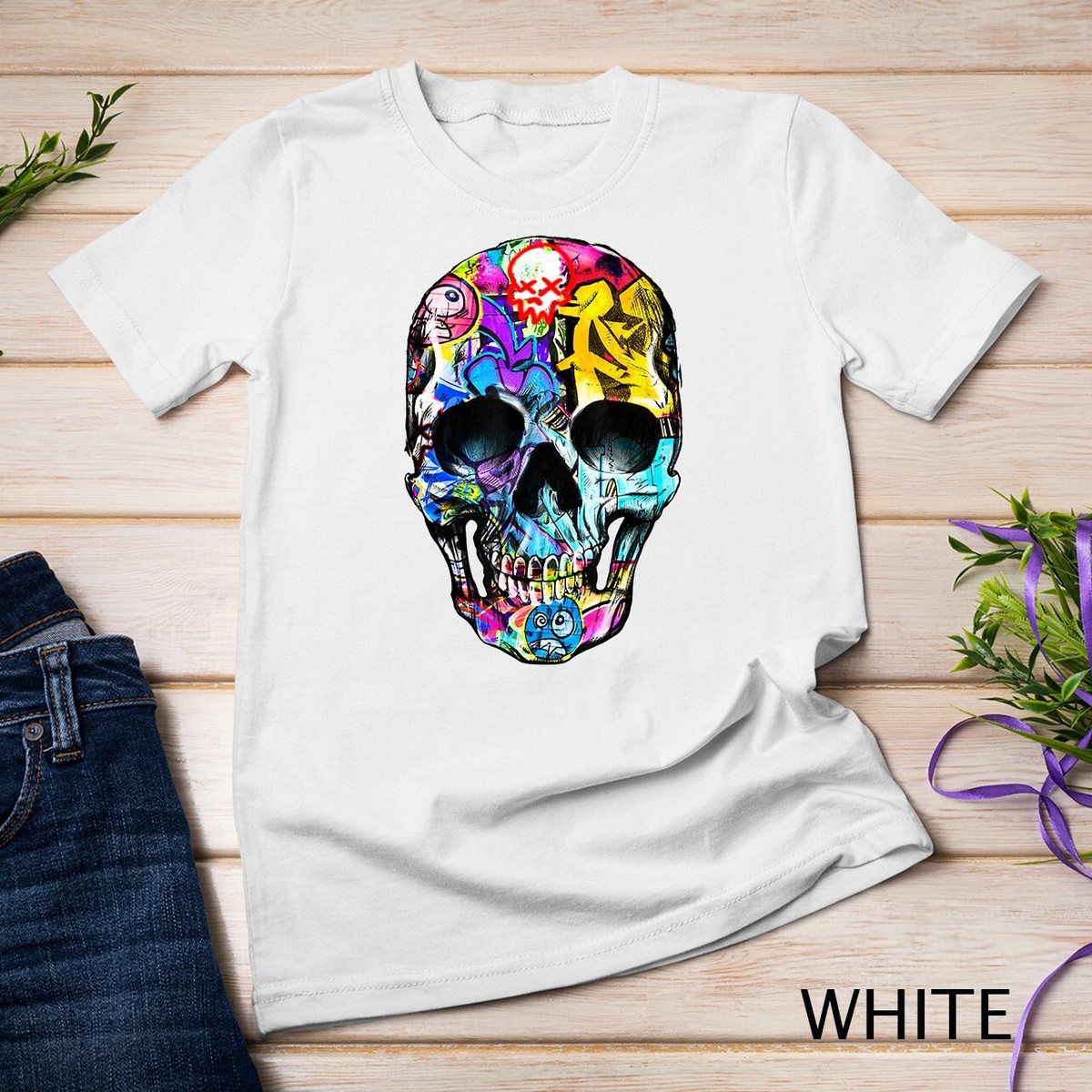HUMAN GRAFFITI ART SKULL - retro vintage skater T-Shirt