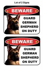 2 Count PCSCP "Beware Guard German Shepherd on Duty" 9 x 11.5 Laminated Dog Sign
