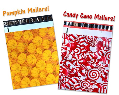 10x13" Fall, Winter, Christmas Candy Cane, Pumpkin, Deer Poly Shipping Mailers - Picture 25 of 58