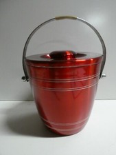 VINTAGE 1950s 1960s DECO RED ANODISED ICE BUCKET RETRO BAR 