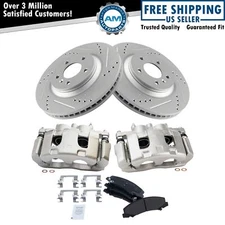 Front Brake Calipers Pads & Drilled Rotors Fits 08-09 LaCrosse 06-16 Lucerne DTS
