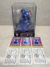 Ty Beanie Baby CLUBBY Official Club Bear 1998 w/ Display Case 6 Sticker Cards