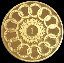 1975 GOLD 1 OZ .999 FINE PRO BONO PUBLICO PHOENIX ROUND WORLD WIDE COIN INVST. 4895.00 per troy oz