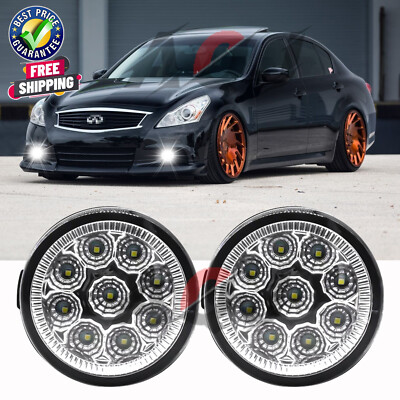Pair of Bumper White LED Fog Light Driving Lamps For INFINITI FX50 2009-2013