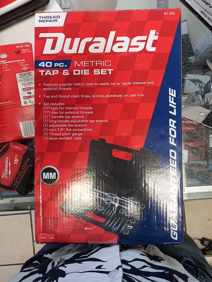 DURALAST 40PC MM TAP AND DIE SET 81200 NEW/SEALED! eBay