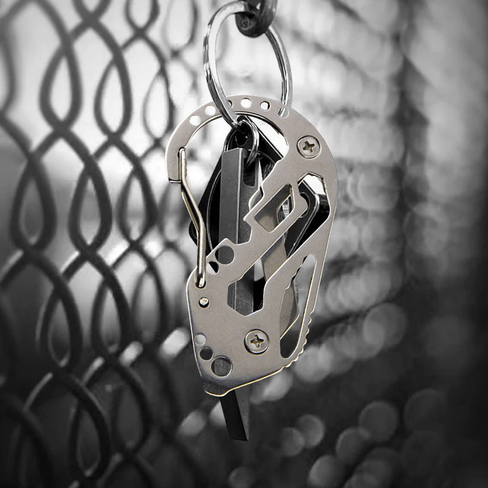 Survival Multi-Tool Carabiner with Pocket Clip for Camping & Outdoor Adventures