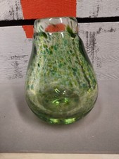 Hand Blown Green Speckled Glass Bud Vase