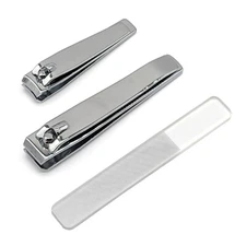 Silver Nail Clippers Finger Toenail Cutter Glass Nail File Trimmer Clipper