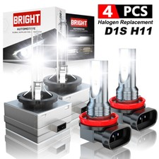 Combo D1s H11 Hid Headlight High Low Beam Led Fog Light Bulbs White 9600lm