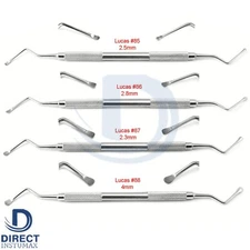 LUCAS BONE CURETTES Set of 4 Dental implant Surgical Instruments INSTUMAX®