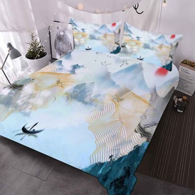 Golden Nets Spread Both Sides 3D Quilt Duvet Doona Cover Set Pillow case Print
