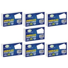 (Pack of 7) White Plain Blank Unruled 700 Index Cards 5 x 3 For Record, Revision