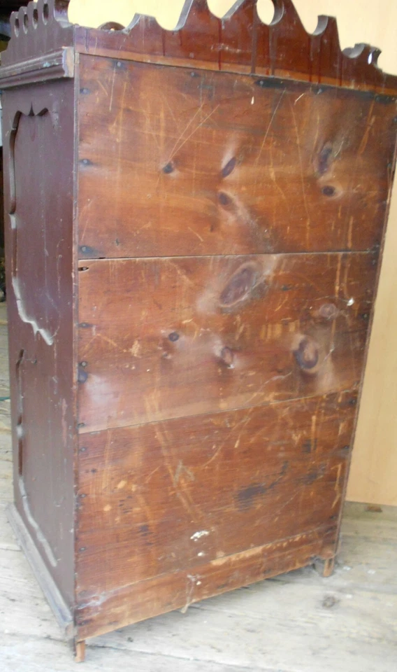 ARMÁRIO ANTIGO DE GELÉIA DESPENSA DO SÉCULO XIX EM PINTURA MARROM ESPANHOLA ANTIGA - Imagem 4 de 4