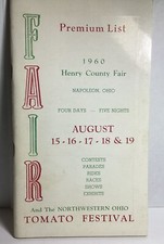 1960 PREMIUM LIST HENRY CO FAIR NAPOLEON OH LOTS OF ADVERTISING SHOWS SCHEDULES