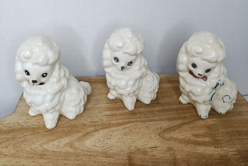 Josef Originals Vintage Trio of Poodles 3 White Ceramic Dog Figurines DAMAGED - Picture 2 of 9