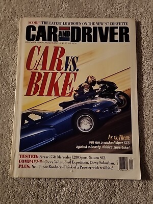 1996 December Car And Driver Magazine Car Vs 1000cc Bike