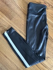 Spanx By Sara Blakely Faux Leather Stripe Legging Women's Size M Black NWT 207
