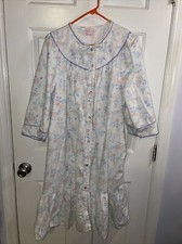 Vintage Carriage Court Nightgown Size Large Floral Button Front Sleep Dress