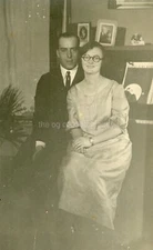 EARLY 20th CENTURY COUPLE Man Women FOUND POSTCARD Real Photo RPPC bw 46 LA 81 S