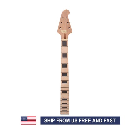 Maple Guitar Neck Replacement | 22 Fret Locking Nut Neck With Clear Gloss Finish, 25.5" Scale