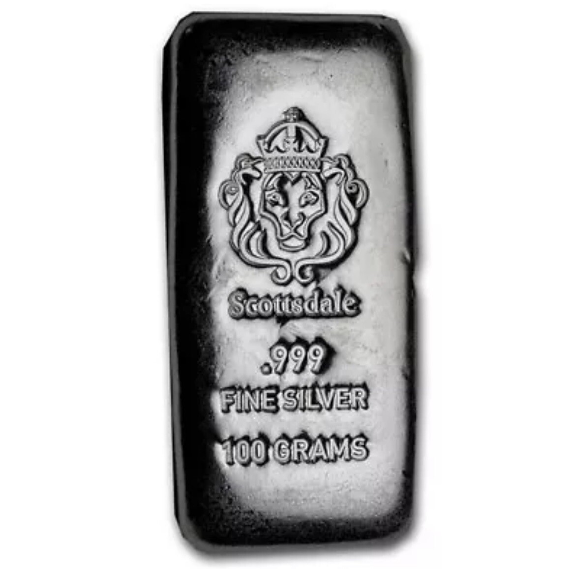 100 Gram Cast Silver Bar by Scottsdale Mint .999 Silver Bullion