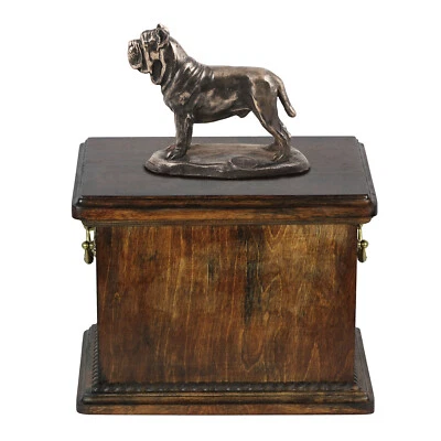 Mâtin napolitain urne avec une statue en bois Art-Dog - Photo 1/4