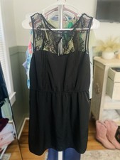American Eagle Little Black Dress Size Large Lace Neckline 