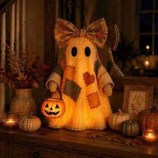 NEW Patchwork Ghost Halloween Decor Resin Ornament FREE SHIPPING