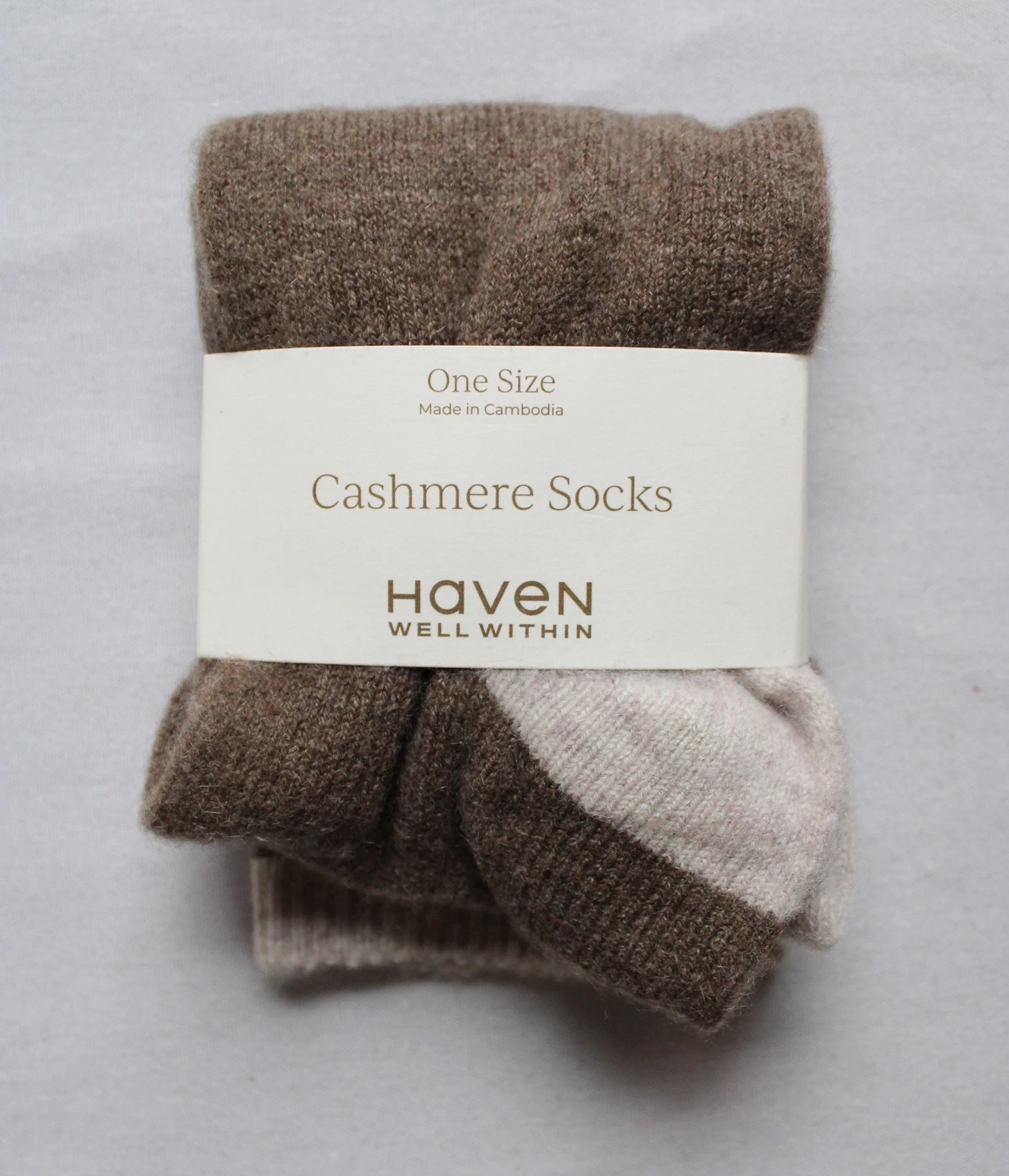 Haven Well Within Women's Cashmere Color Block Crew Socks ZG3 Driftwood One Size
