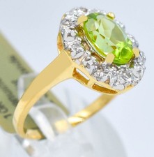 GENUINE 1.85 Cts PERIDOT & DIAMOND RING 10k SOLID YELLOW GOLD - Free Appraisal