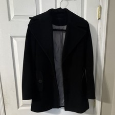 Calvin Klein Womens Black Pea Coat Size 4 Mid...
