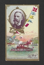 c1910's T63 Miller Tobacco Card - Le Roy Generals Series - Rear Admiral Sampson