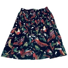 MELROSE VINTAGE rayon mini skirt floral 10 pleated boho elastic waist USA