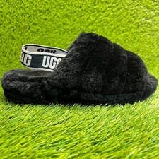 UGG Fluff Yeah Womens Size 7 Black Casual Comfort Platform Slide Slippers Shoes