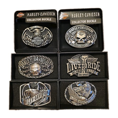 Lot Of 6 Harley Davidson Belt Buckles