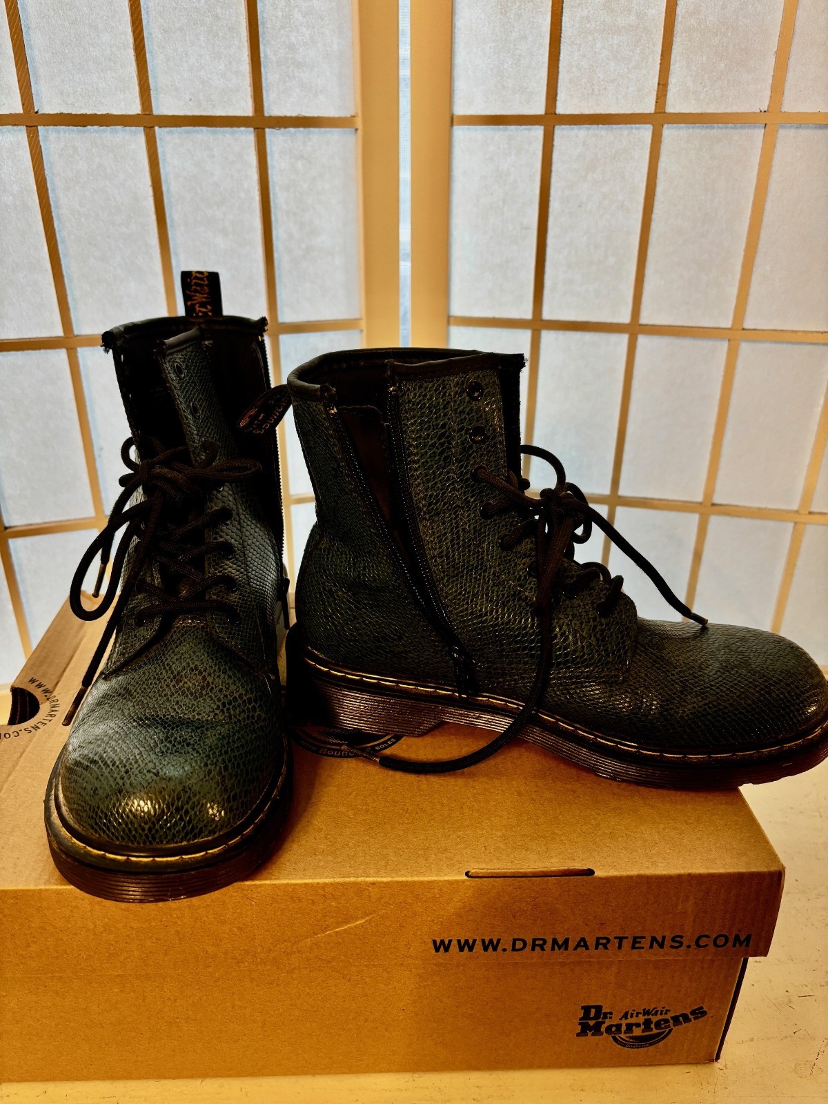 Doc Martens Pascal Blue Snake Python Print Leathe… - image 1